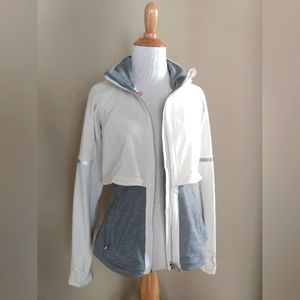 Athleta Jacket - fitted with crop top, hidden hood inner pockets